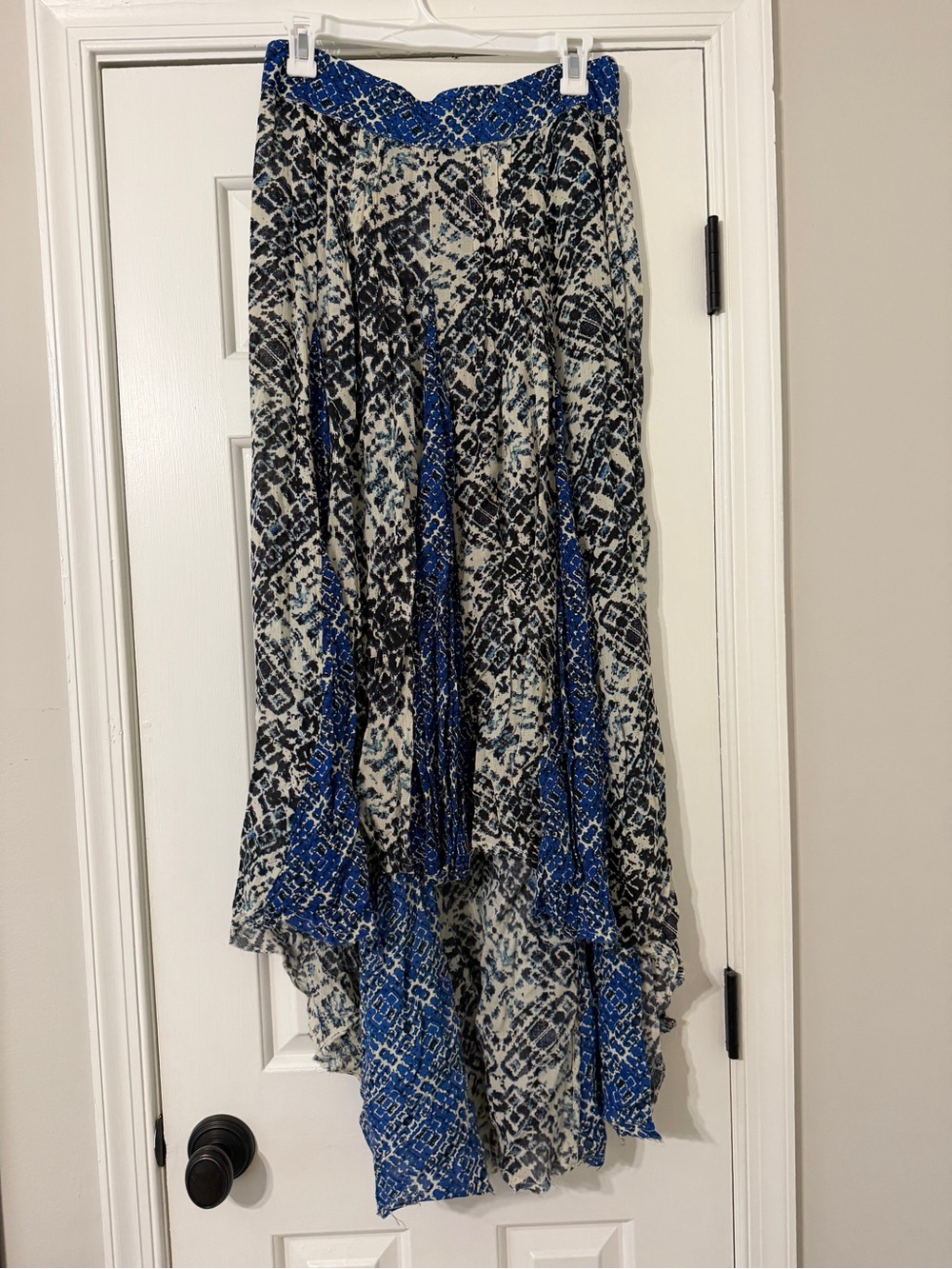 Free People Blue, Black and White High-Low Maxi Skirt